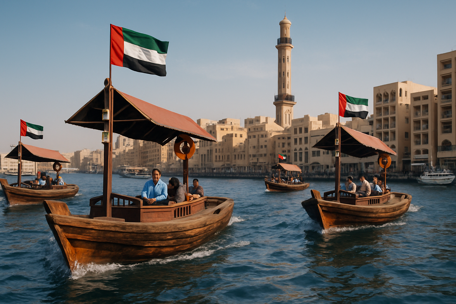 Traditional abra boats on Dubai Creek
